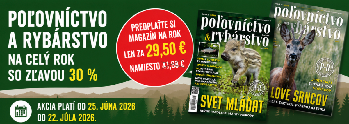 Poľovníctvo a rybárstvo na celý rok so zľavou 30 %