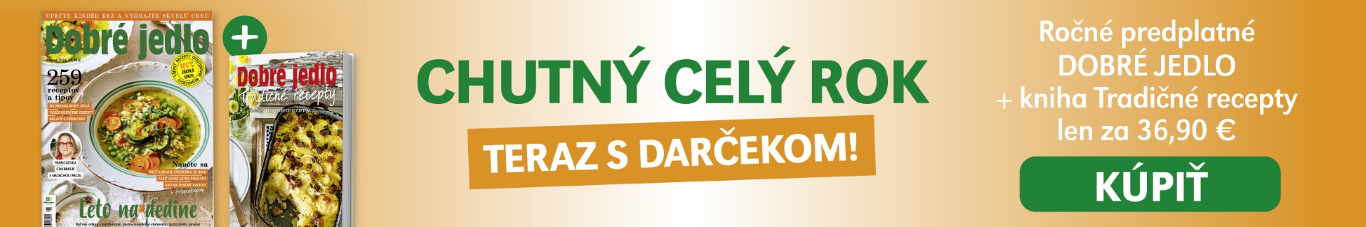 Ročné predplatné Dobrého jedla + Kniha Tradičné recepty za 36,90 €
